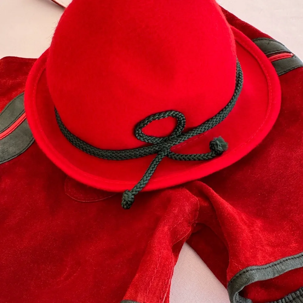 Genuine lambs leather Suede Lederhosen shorts & Hat Set Sz 116=5-6T